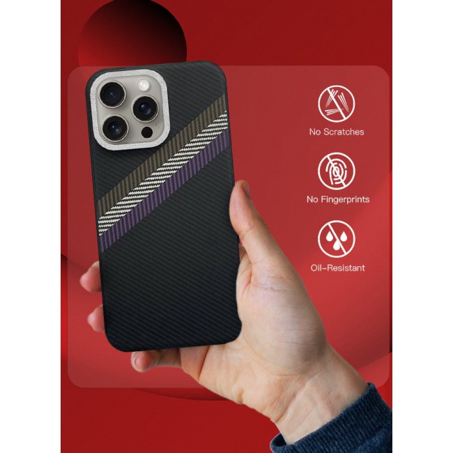 CATANES (for iPhone 15 Pro) Case Cover Carbon Fiber Pattern Phone Case Slim Shockproof Back Cover