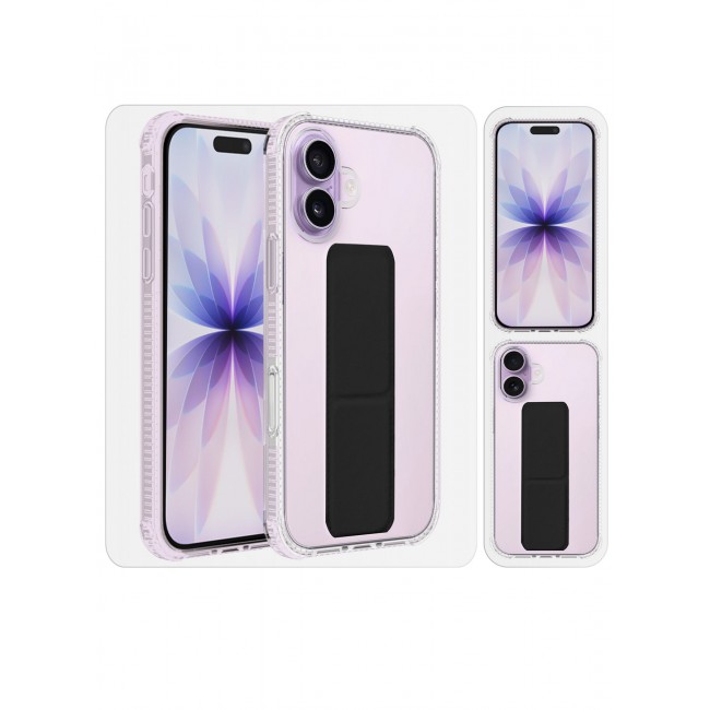 CATANES 2 Packs Finger Grip Clear Case Cover for iPhone 17- Kickstand Car Magnetic Holder Multi-function Protective Two-in-one Case with Privacy Screen Protector - Black
