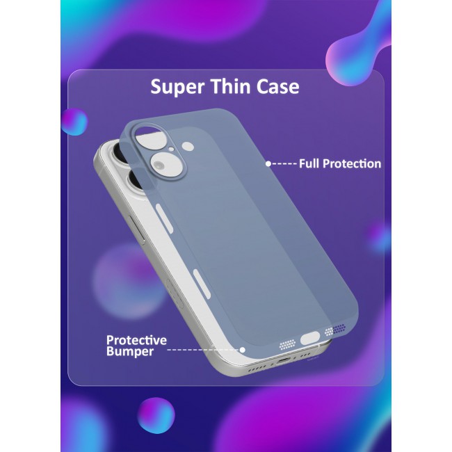 CATANES ( for iPhone 16 ) Ultra Thin Case Cover Air Skin Series Back Cover Sturdy Durable Case Drop Protection Cover - Transparent Blue