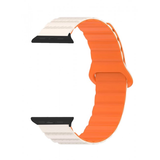 CATANES Sport Magnetic Watch Band, Compatible with Apple Watch 44mm 45mm 49mm, 42mm(Series 1-3 Case) Silicone Strap for iWatch Series 9/8/7/6/SE/Ultra - White Orange