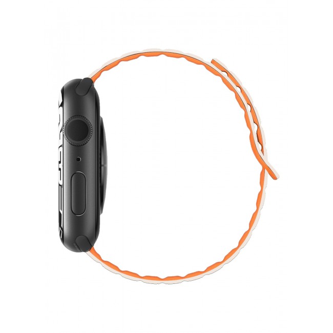 CATANES Sport Magnetic Watch Band, Compatible with Apple Watch 44mm 45mm 49mm, 42mm(Series 1-3 Case) Silicone Strap for iWatch Series 9/8/7/6/SE/Ultra - White Orange