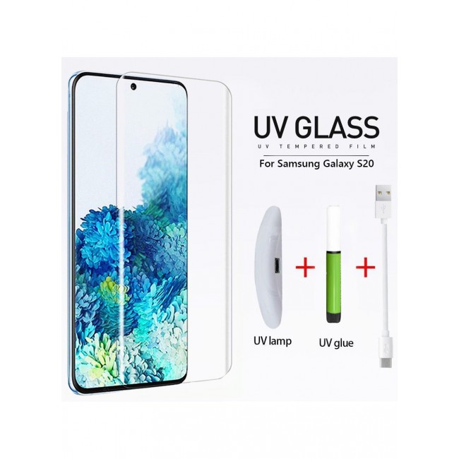 CATANES Samsung Galaxy S20 UV Screen Protector 6D Tempered Glass 9H Adhesive Nano Liquid UV Full Coverage Clear