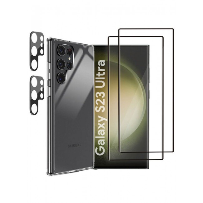 CATANES Samsung Galaxy S23 Ultra Case with Screen Protector 2Pcs + Lens Protector 2Pcs HD Clear 3D Curved Ultra Slim Full Body Front and Back Protection