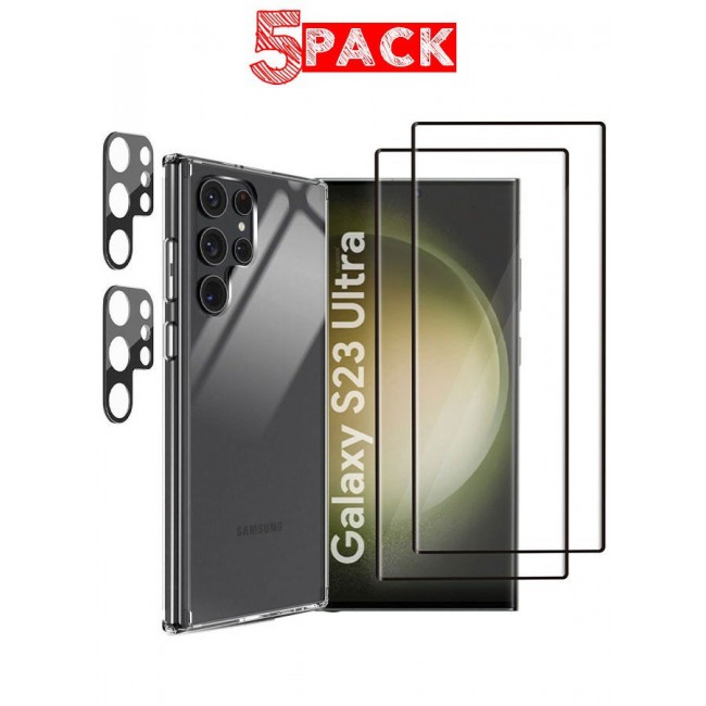 CATANES Samsung Galaxy S23 Ultra Case with Screen Protector 2Pcs + Lens Protector 2Pcs HD Clear 3D Curved Ultra Slim Full Body Front and Back Protection