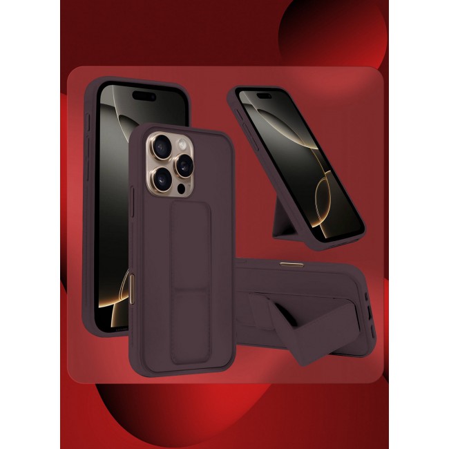CATANES ( for iPhone 16 Pro Max ) Case Premium PU Leather Case with Stand Function Shockproof and Anti Scratch Finger Grip Case Cover / Merlot