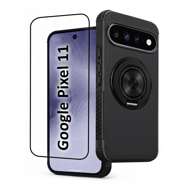 CATANES 2 Pack Magnetic Kickstand Rugged Armor Case for Google Pixel 11 - MagSafe Compatible Heavy Duty Cover - Black