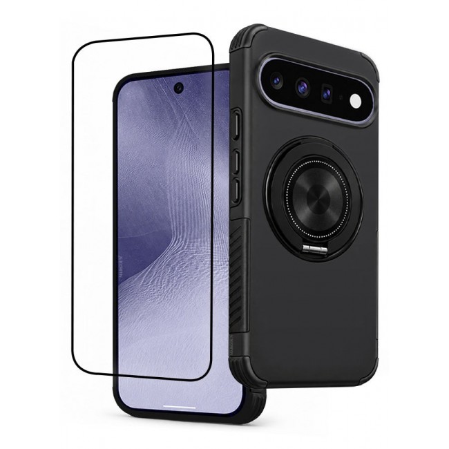 CATANES 2 Pack Magnetic Kickstand Rugged Armor Case for Google Pixel 11 - MagSafe Compatible Heavy Duty Cover - Black