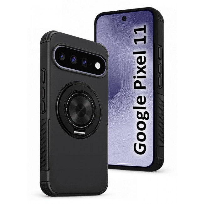 CATANES 2 Pack Magnetic Kickstand Rugged Armor Case for Google Pixel 11 - MagSafe Compatible Heavy Duty Cover - Black