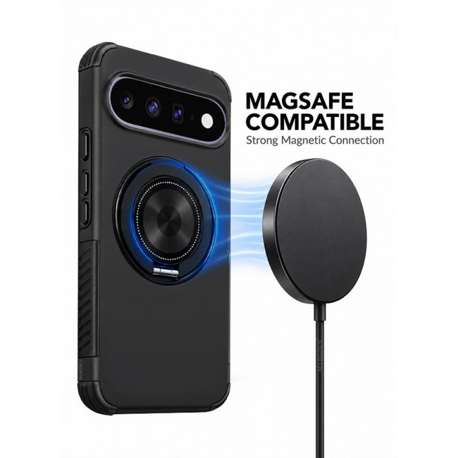 CATANES 2 Pack Magnetic Kickstand Rugged Armor Case for Google Pixel 11 - MagSafe Compatible Heavy Duty Cover - Black