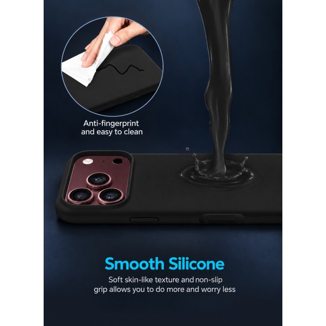 CATANES 2 Pack Silicone Case Designed for iPhone 18 Pro Max - Soft Liquid Silicone Slim Shockproof Protective Back Cover - Black