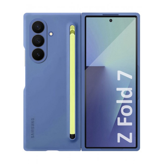 CATANES Case Cover and S Pen for Samsung Galaxy Z Fold 7, Slim Case with Built-in Compact S Pen, Holder and Storage Slot for Pen - Blue