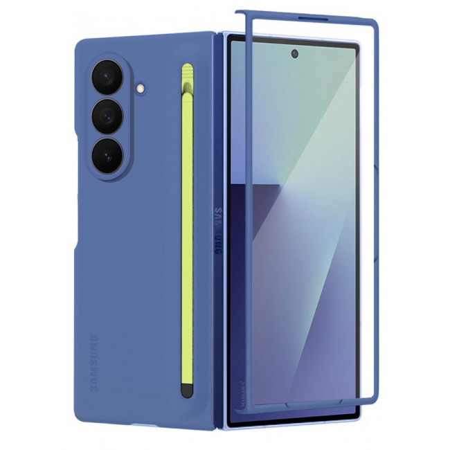 CATANES Case Cover and S Pen for Samsung Galaxy Z Fold 7, Slim Case with Built-in Compact S Pen, Holder and Storage Slot for Pen - Blue
