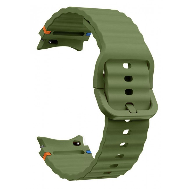 CATANES (for Samsung Galaxy Watch 7 / Samsung Galaxy Watch 6 ) Silicone Sport Band with Decorative Woven Line Durable and Sport Design for Men Women Dark Green