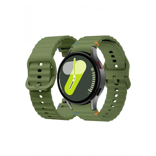 CATANES (for Samsung Galaxy Watch 7 / Samsung Galaxy Watch 6 ) Silicone Sport Band with Decorative Woven Line Durable and Sport Design for Men Women Dark Green