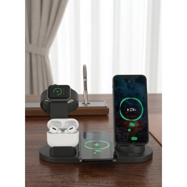 CATANES 6-in-1 Charging Station Base for iPhone, Apple Watch & AirPods – Multi-Device Docking Pad