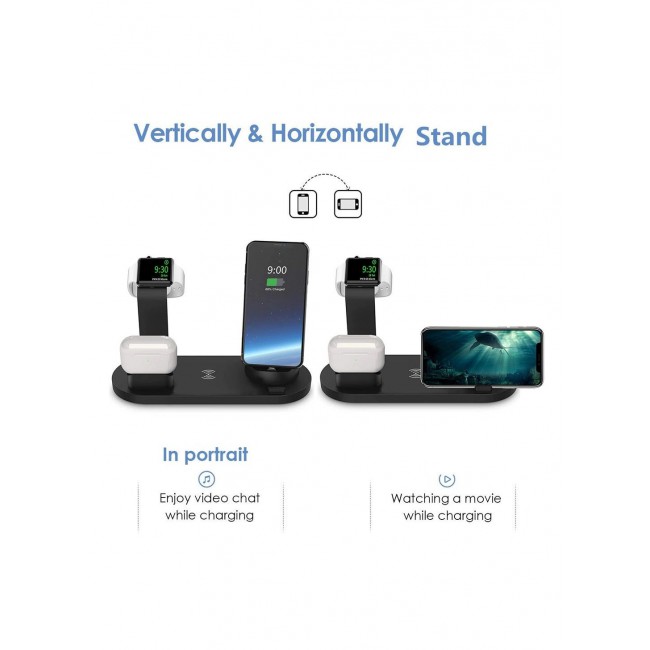 CATANES 6-in-1 Charging Station Base for iPhone, Apple Watch & AirPods – Multi-Device Docking Pad