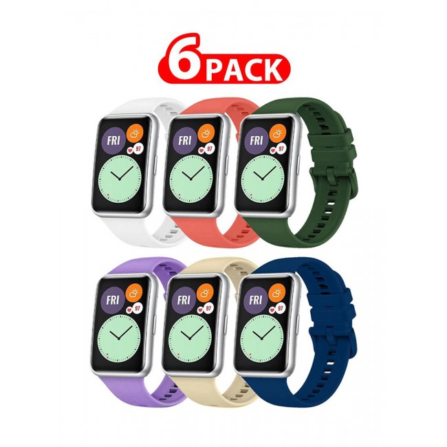 CATANES 6 Pack For Huawei Watch Fit 2 Silicone Bracelet Replacement Strap Multicolour 2(Only Compatible with Huawei Watch Fit 2)