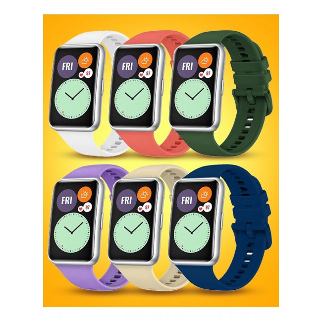 CATANES 6 Pack For Huawei Watch Fit 2 Silicone Bracelet Replacement Strap Multicolour 2(Only Compatible with Huawei Watch Fit 2)