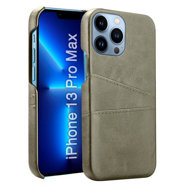 CATANES iPhone 13 Pro Max Case Cover Leather with Card Holder for Men Women Phone Case - Grey