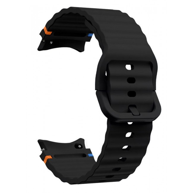 CATANES (for Samsung Galaxy Watch 7 / Samsung Galaxy Watch 6 ) Silicone Sport Band with Decorative Woven Line Durable and Sport Design for Men Women Black