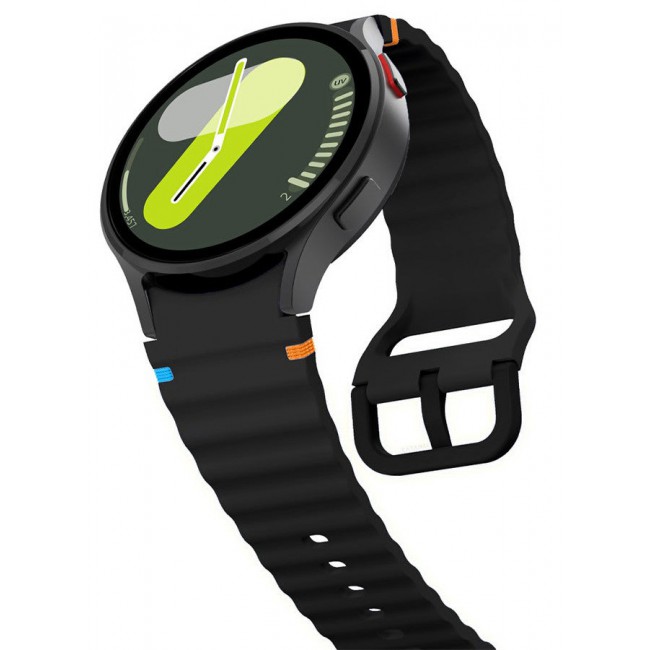 CATANES (for Samsung Galaxy Watch 7 / Samsung Galaxy Watch 6 ) Silicone Sport Band with Decorative Woven Line Durable and Sport Design for Men Women Black