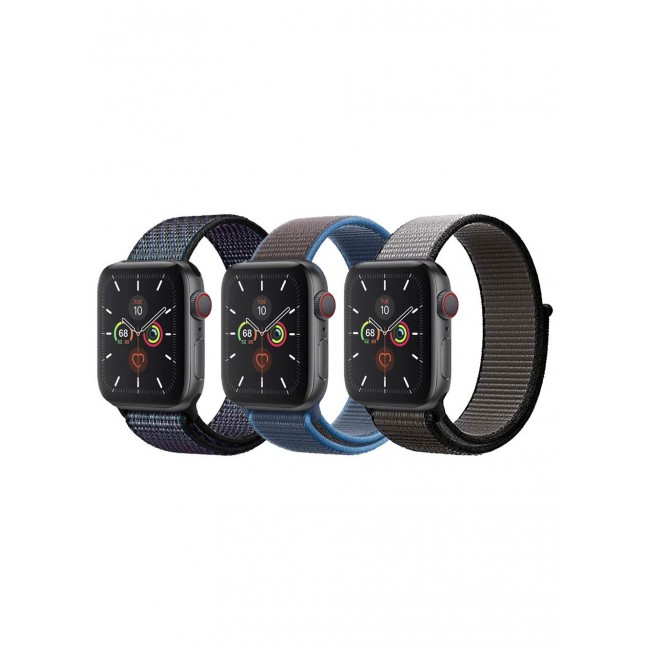 CATANES 3 Pack For Apple Watch 41mm 40mm 38mm Nylon Sport Loop Band Compatible With iWatch Series 7 SE 6 5 4 3 2 1 Men Women Braided Stretchy Nylon Loop Bands