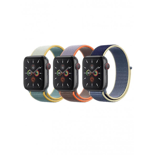 CATANES 3 Pack For Apple Watch 41mm 40mm 38mm Nylon Sport Loop Band Compatible With iWatch Series 7 SE 6 5 4 3 2 1 Men Women Braided Stretchy Nylon Loop Bands