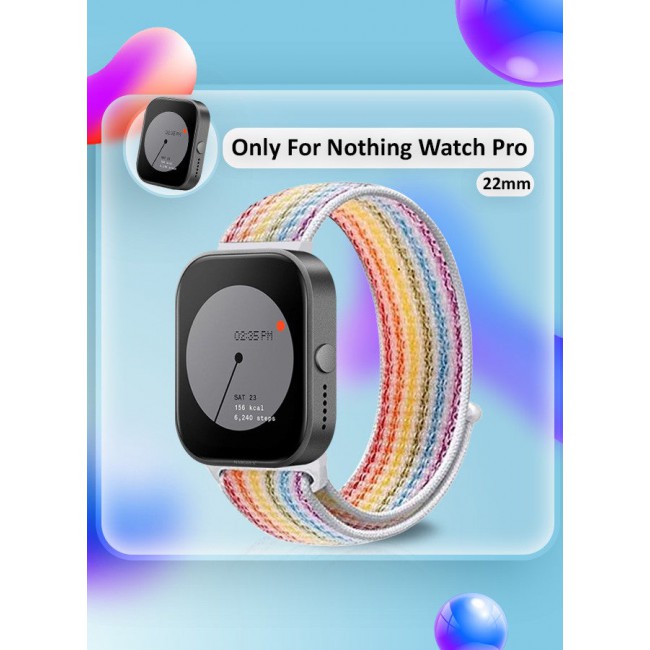 CATANES (for Nothing Watch Pro 22mm) Nylon Strap,Quick Release Bands for Women Men Sport Wristband Strap Rainbow