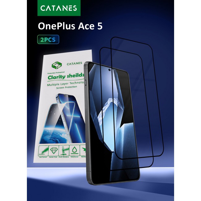 CATANES 2 PACK Screen Protector for OnePlus Ace 5 Tempered Glass 3D, Full Coverage, Scratch-Resistant, 9H Hardness High-Definition Clear Guard, Black Edge