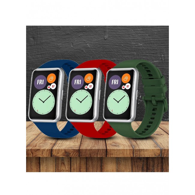 CATANES 3 Pack For Huawei Watch Fit 2 Silicone Bracelet Replacement Strap Multicolour 10(Only Compatible with Huawei Watch Fit 2)