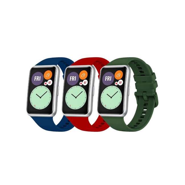 CATANES 3 Pack For Huawei Watch Fit 2 Silicone Bracelet Replacement Strap Multicolour 10(Only Compatible with Huawei Watch Fit 2)