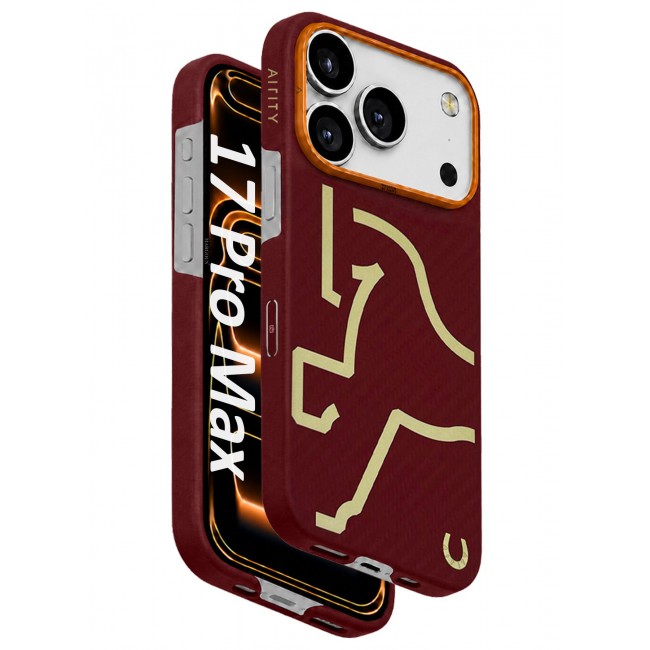 AIRITY Horse Style Bamboo Protective Case for iPhone 17/18 Pro Max Magsafe Ultra Durable, Lightweight & Premium Design Burgundy