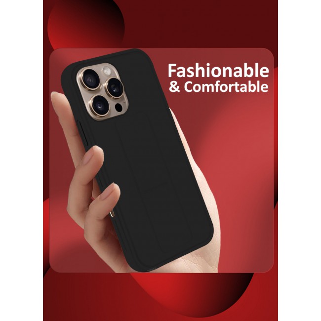 CATANES (for Apple iPhone 16 Pro Max) Case Premium PU Leather Back Cover with Stand Function Shockproof and Anti Scratch Finger Grip Case Cover / Black