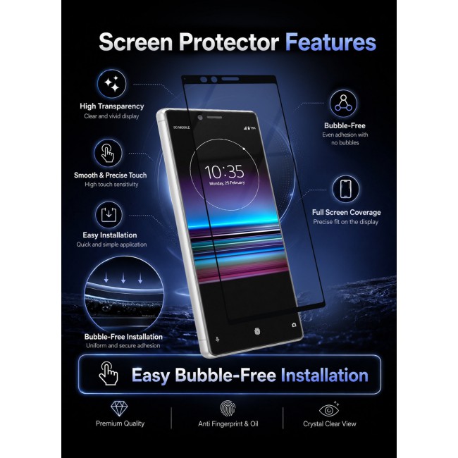 CATANES Screen Protector for Sony Xperia 1 Tempered Glass, Scratch-Resistant, 9H Hardness High-Definition Clear Guard, Black Side