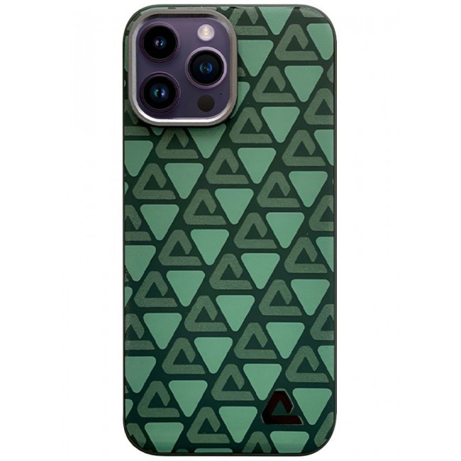 CATANES (for iPhone 14 Pro Max) Case Leather Back Cover Triangle Pattern Shockproof Protective Phone Case Green