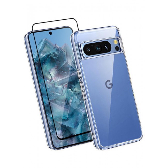 CATANES 2 Packs For Google Pixel 8 Pro TPU Case and Screen Protector Clear Transparent Shockproof Protective Phone Case Scratch Resistant Cover