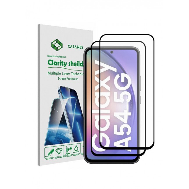 CATANES 2 Pack Screen Protector for Samsung Galaxy A54 5G Full Coverage Screen Glass 9H Hardness Anti Fingerprint Scratch
