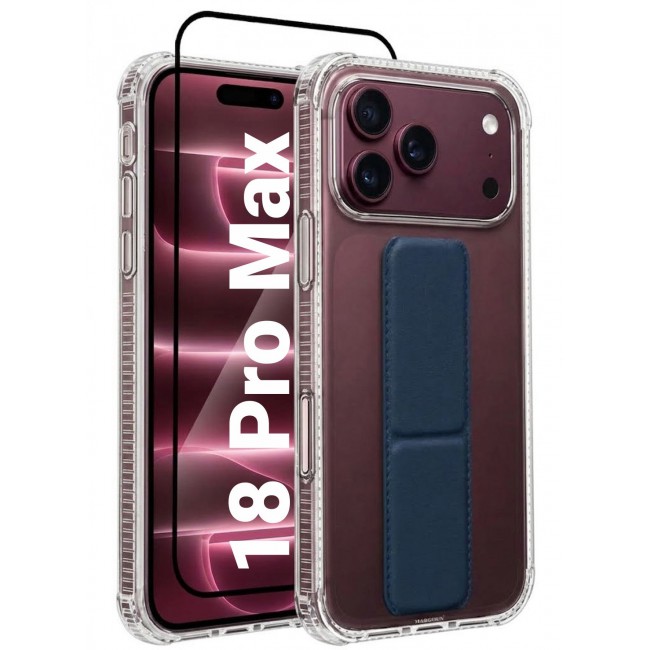 CATANES 2 Pack For iPhone 18 Pro Max Case Clear with Foldable Stand, Shockproof Protective Cover with Reinforced Corners, Transparent Bumper - Dark Blue