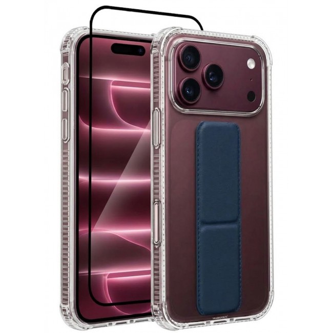 CATANES 2 Pack For iPhone 18 Pro Max Case Clear with Foldable Stand, Shockproof Protective Cover with Reinforced Corners, Transparent Bumper - Dark Blue