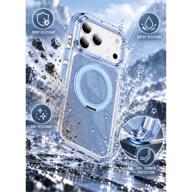 CATANES 2 Pack Magnetic Case For iPhone 18 Pro Max Clear TPU Cover with 360-Degree Rotating Ring Kickstand - Glacier