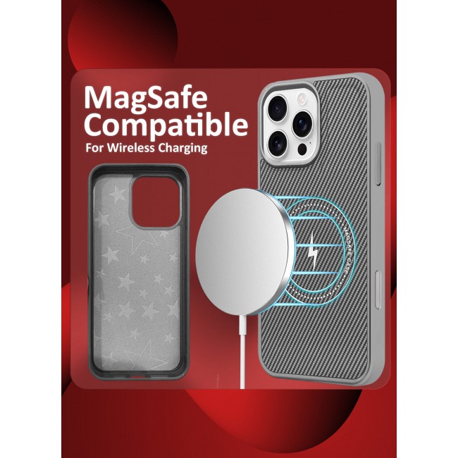 CATANES iPhone 16 Pro Max Case Leather 2Packs Antifingerprint Cover with Detachable Wallet Card Slot Shell Insert Card Holder Anti Fall Protection Carbon Fiber Design with 3D Screen Protector - Grey