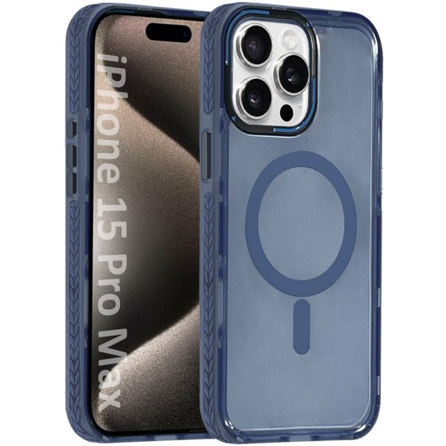 CATANES (for iPhone 15 Pro Max) Hard PC Magsafe Case Cover Polycarbonate Magnetic Strong Shockproof Protective Case Cover Transparent - Light Blue Color