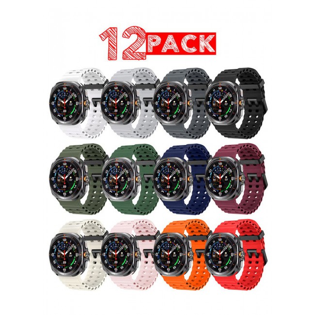 CATANES 12 pack of Band for Samsung Galaxy Watch 7 Ultra Soft Silicone Adjustable, Sweat-Resistant, and Stylish