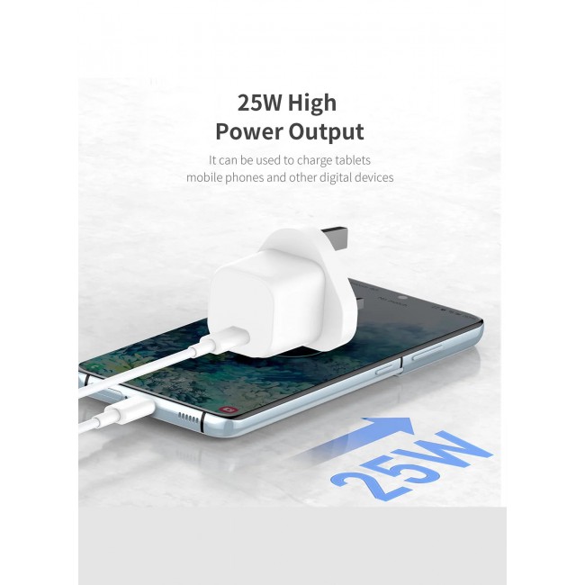 CATANES 25W PD Fast Charger Adapter Type C 3Pins with Lightning Cable 1m for Apple iPhone 14 Pro Max and 13 Pro Max / White