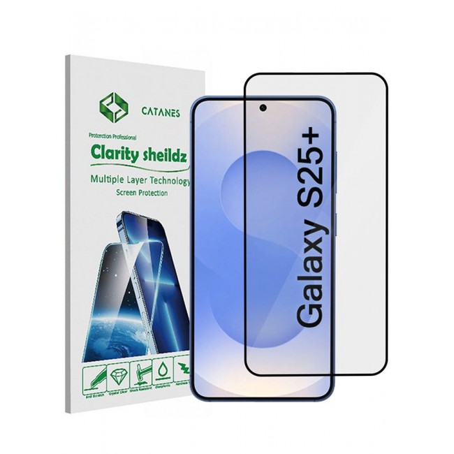 CATANES Premium Screen Protector for Galaxy S25 Plus Full Coverage, Scratch-Resistant Anti Bubble - Side Black