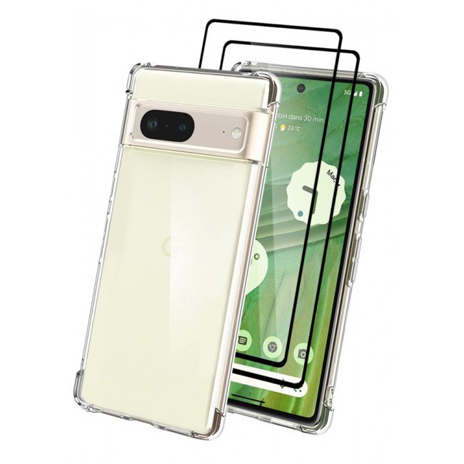 CATANES 3 Packs For Google Pixel 7 TPU Case and 2 Screen Protectors Clear Transparent Shockproof Protective Phone Case Scratch Resistant Reinforced Corners Cover
