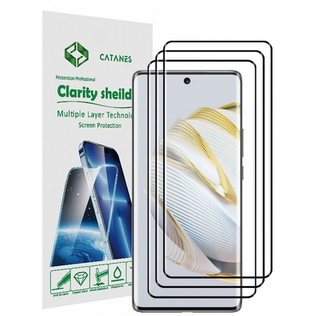 CATANES 3 Pack For Huawei Nova 10 Screen Protector Tempered Glass Full Glue Back