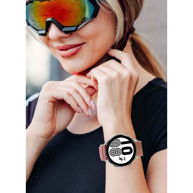 CATANES Alpine Loop Band 20mm Nylon Woven Sport Watch Strap Compatible with Galaxy Watch5 Pro/Galaxy Watch5/Galaxy Watch4/Galaxy Watch4 Classic/Galaxy Watch3/ Galaxy Watch Active 2/Galaxy Watch Active Pink