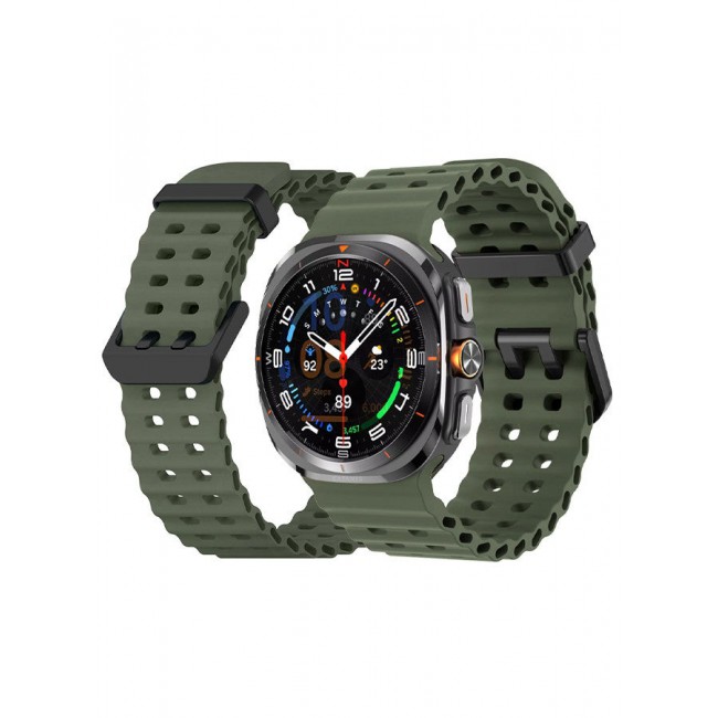 CATANES (for Samsung Galaxy Watch 7 Ultra 47mm) Silicone Band Soft Ocean Silicone Sport Strap Replacement Accessory Dark Green