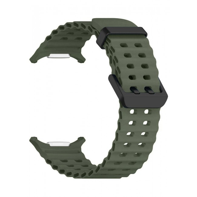 CATANES (for Samsung Galaxy Watch 7 Ultra 47mm) Silicone Band Soft Ocean Silicone Sport Strap Replacement Accessory Dark Green